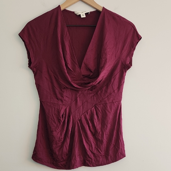 Banana Republic Purple Draped Cap Sleeve Silk Blouse - Picture 1 of 5